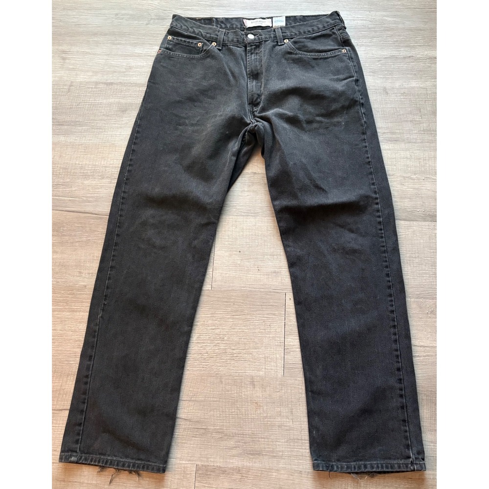 Levis 505 Regular Fit Jeans Mens 35x32 Black Faded Straight Leg Denim 005050260